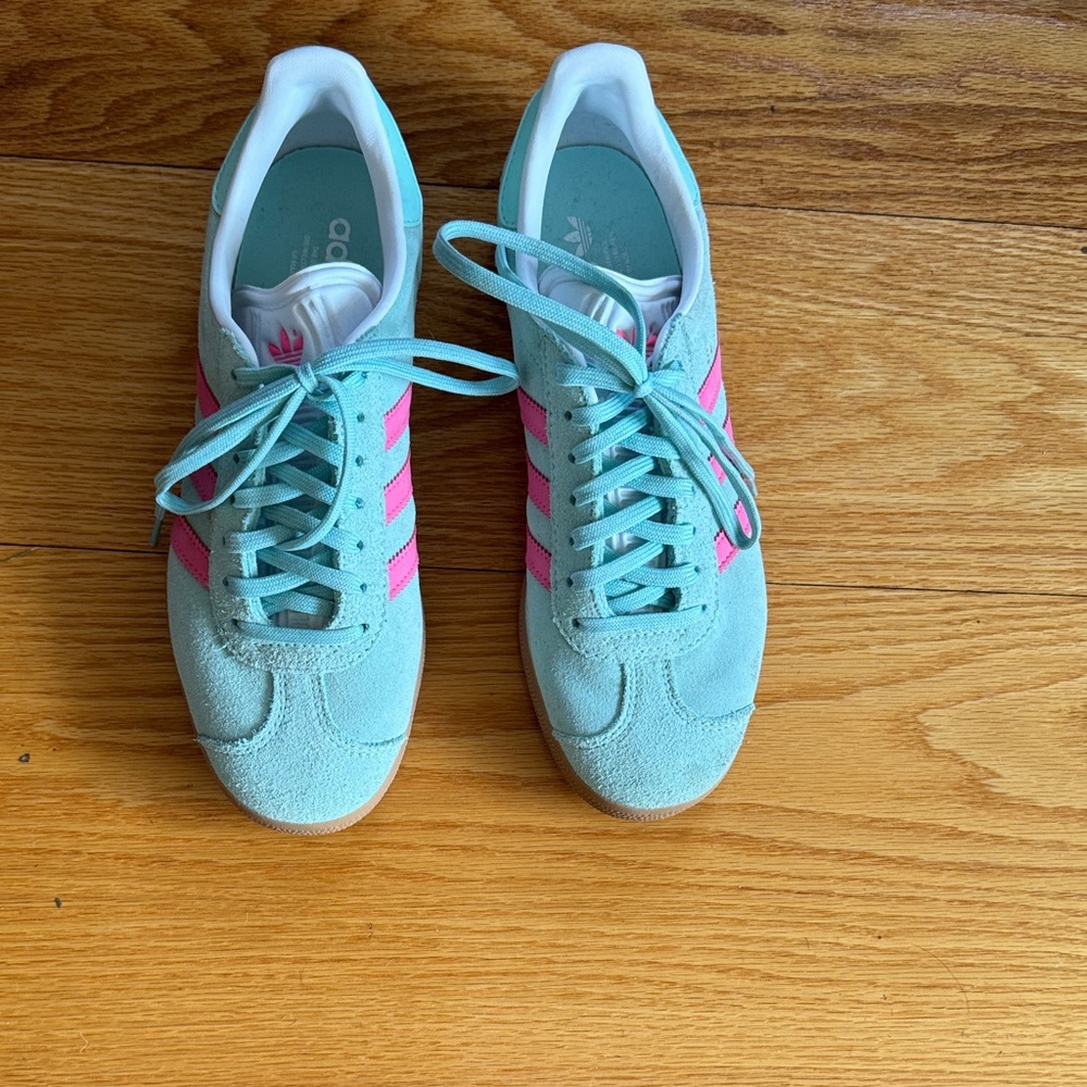 Adidas Women's Turquoise and Pink Sneakers